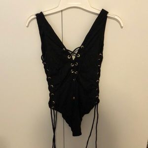 Black one piece bathing suit